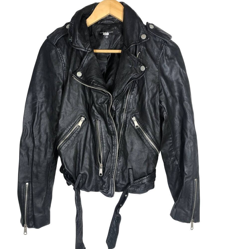 Slate & Willow Leather Moto Jacket Black Size M